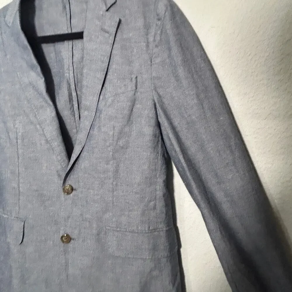 NEW J.Crew Ludlow Slim-Fit Unstructured Suit Jacket Irish Cotton-Linen Blue 36S